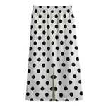 White And Black Polka Dot Pattern Print Cotton Front Slit Maxi Skirt