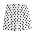 White And Black Polka Dot Pattern Print Cotton Shorts