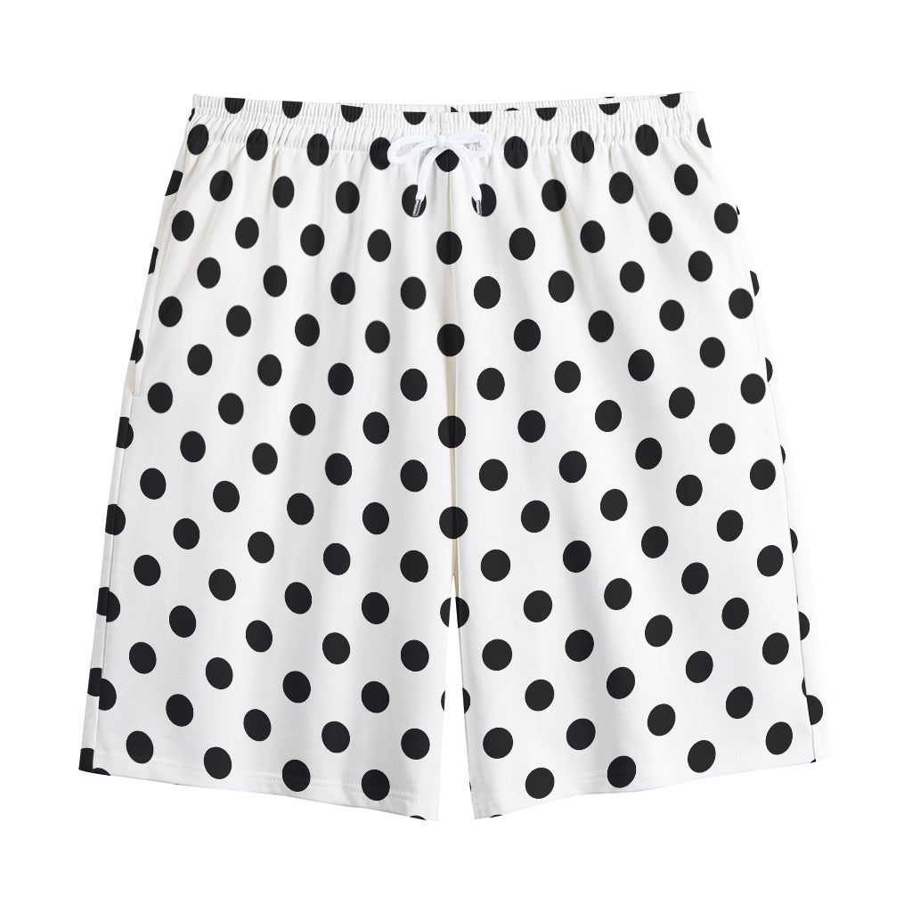 White And Black Polka Dot Pattern Print Cotton Shorts