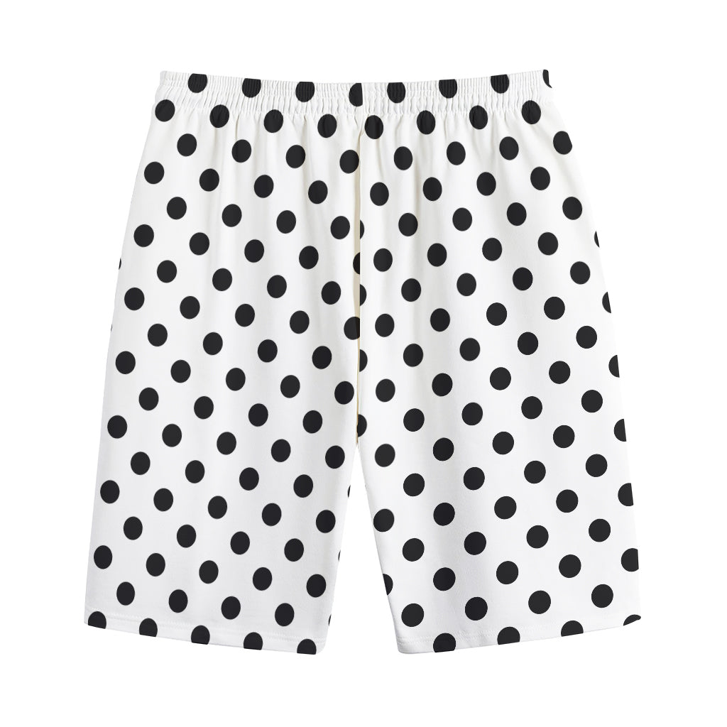 White And Black Polka Dot Pattern Print Cotton Shorts
