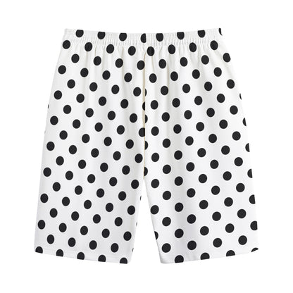 White And Black Polka Dot Pattern Print Cotton Shorts