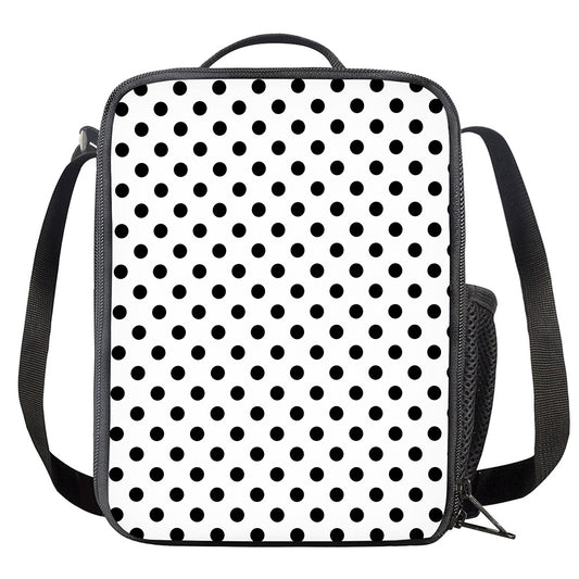 White And Black Polka Dot Pattern Print Crossbody Lunch Bag