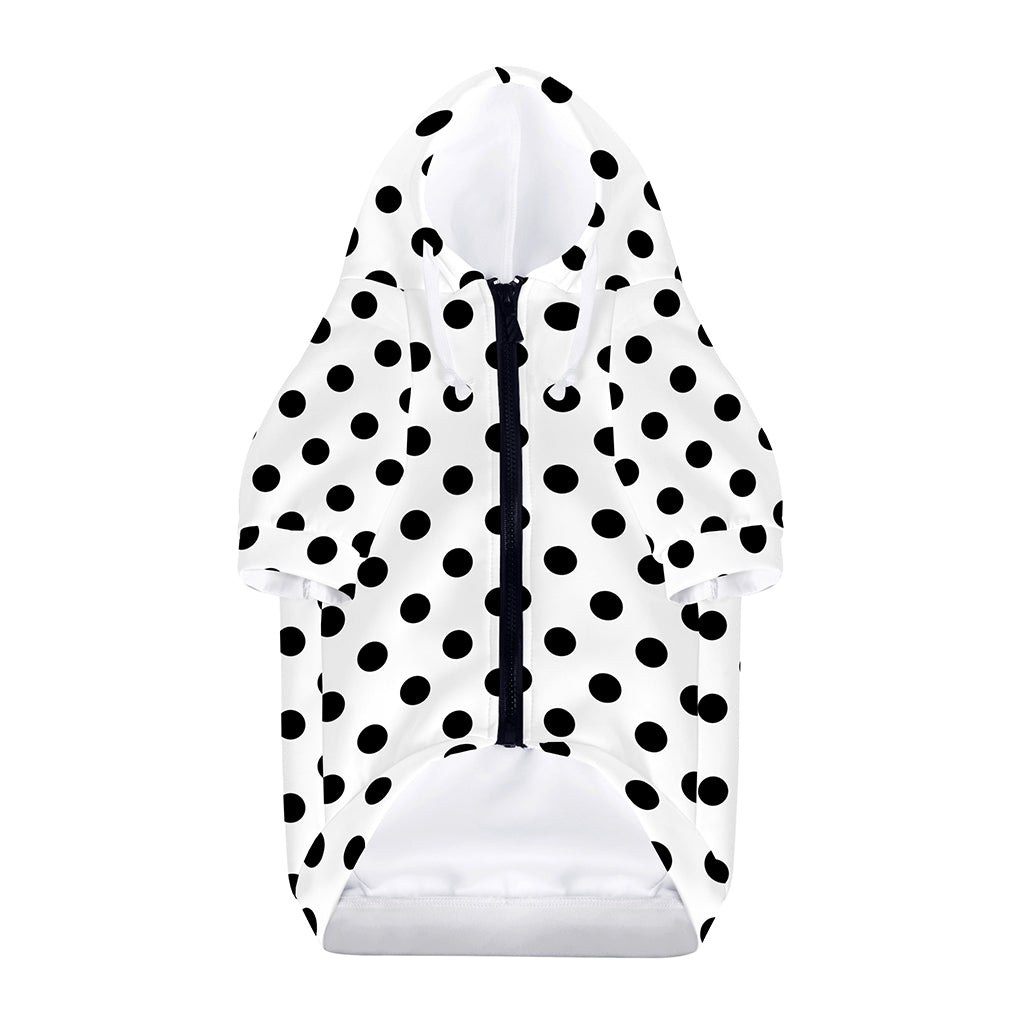 White And Black Polka Dot Pattern Print Dog Zip Up Hoodie