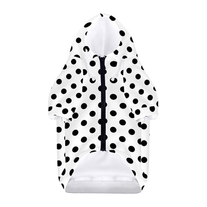 White And Black Polka Dot Pattern Print Dog Zip Up Hoodie