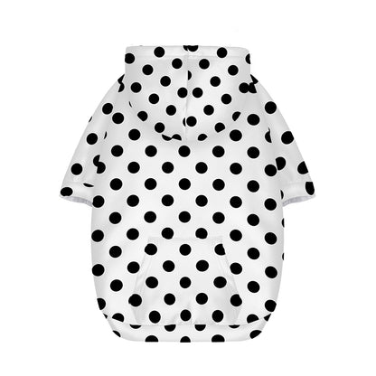 White And Black Polka Dot Pattern Print Dog Zip Up Hoodie
