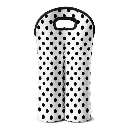 White And Black Polka Dot Pattern Print Double Neoprene Wine Tote
