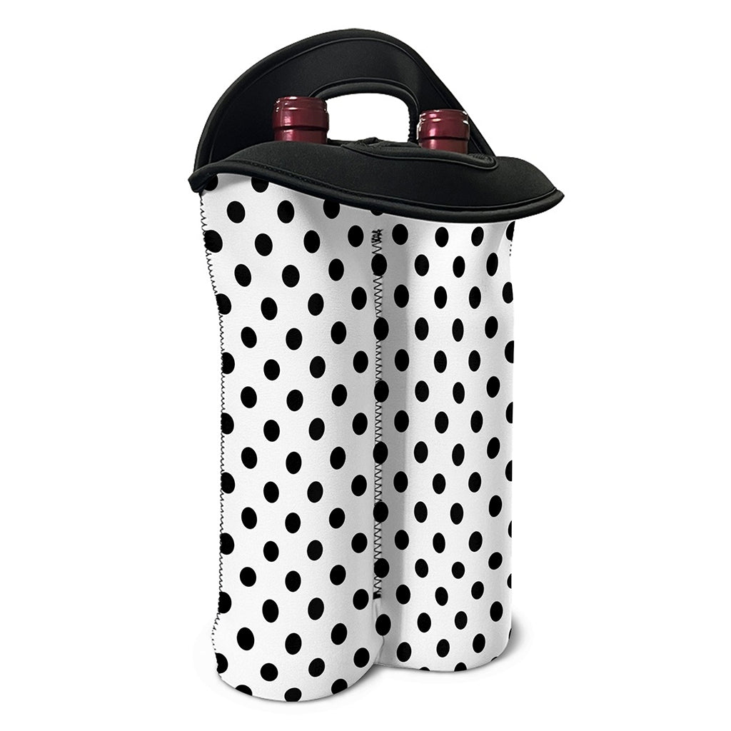White And Black Polka Dot Pattern Print Double Neoprene Wine Tote