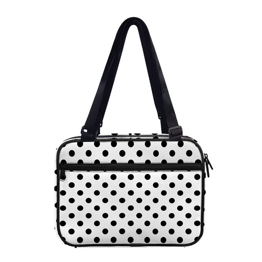 White And Black Polka Dot Pattern Print Double Strap Bible Bag