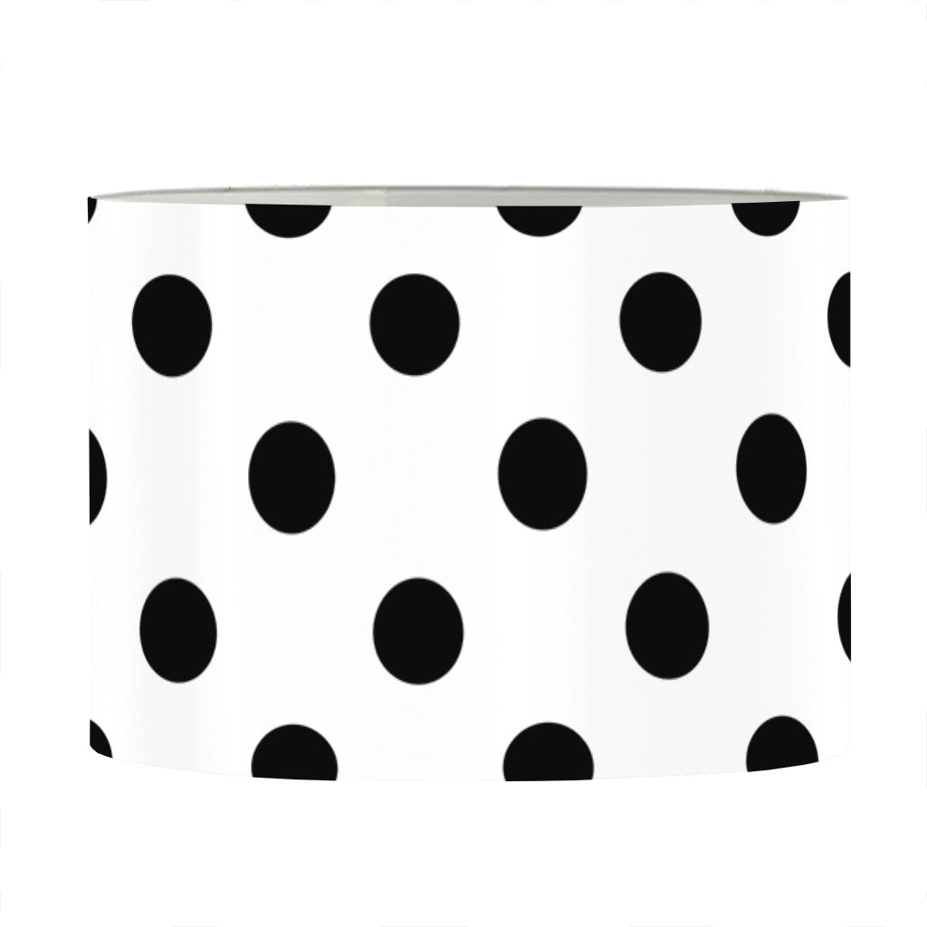 White And Black Polka Dot Pattern Print Drum Lamp Shade