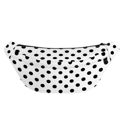 White And Black Polka Dot Pattern Print Fanny Pack