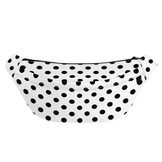 White And Black Polka Dot Pattern Print Fanny Pack