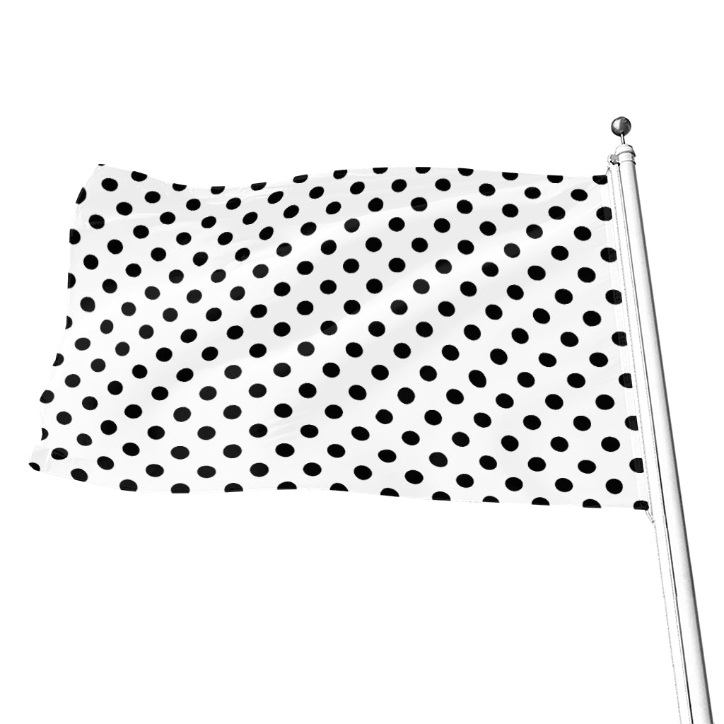White And Black Polka Dot Pattern Print Flag
