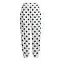 White And Black Polka Dot Pattern Print Fleece Lined Knit Pants
