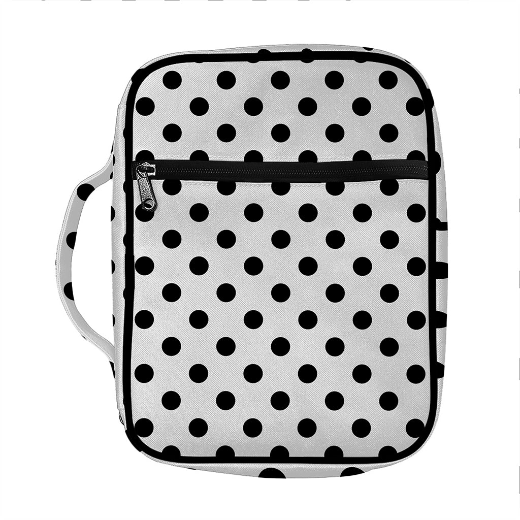White And Black Polka Dot Pattern Print Front Pocket Bible Bag