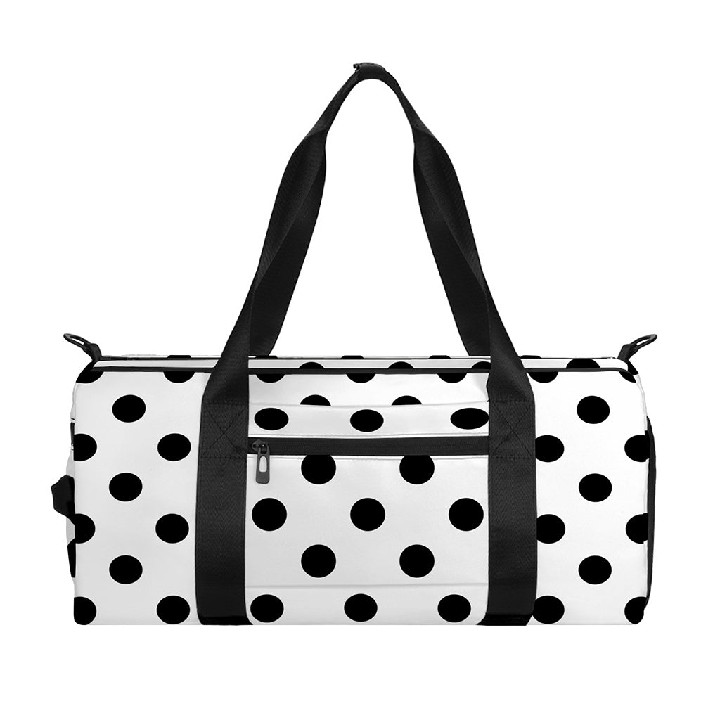White And Black Polka Dot Pattern Print Gym Bag