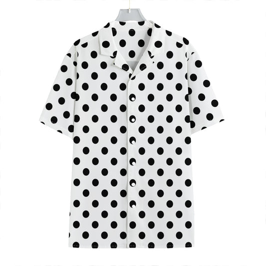 White And Black Polka Dot Pattern Print Hawaiian Shirt