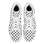 White And Black Polka Dot Pattern Print High Top Leather Sneakers