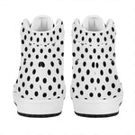 White And Black Polka Dot Pattern Print High Top Leather Sneakers