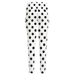 White And Black Polka Dot Pattern Print High-Waisted Pocket Leggings