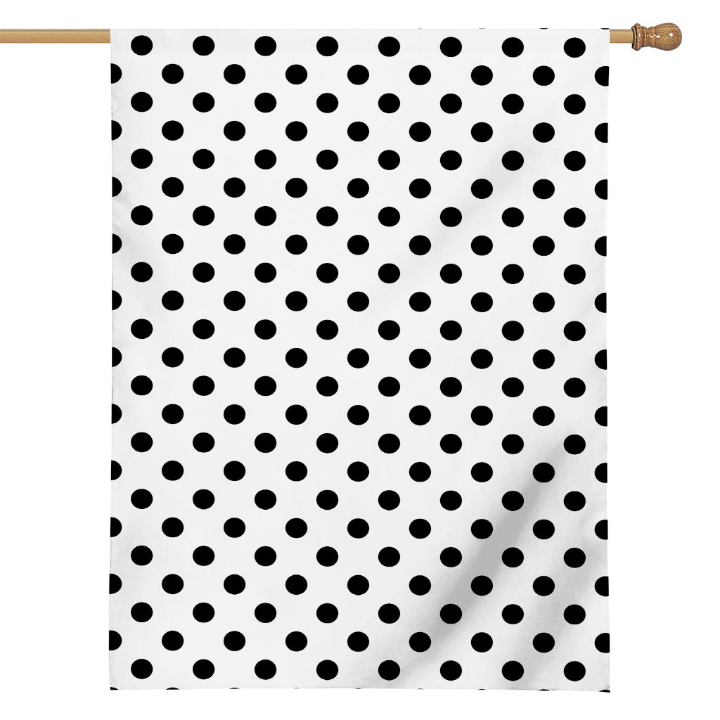 White And Black Polka Dot Pattern Print House Flag
