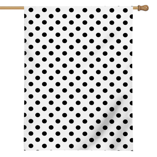 White And Black Polka Dot Pattern Print House Flag