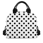 White And Black Polka Dot Pattern Print Insulated Lunch Bag