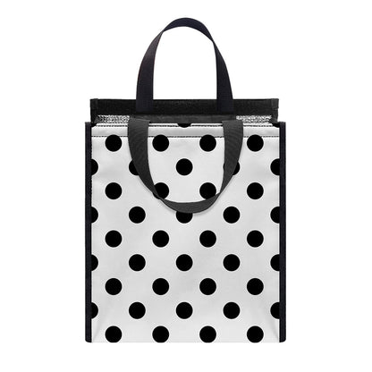 White And Black Polka Dot Pattern Print Insulated Lunch Tote