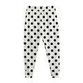 White And Black Polka Dot Pattern Print Jogger Pants