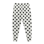 White And Black Polka Dot Pattern Print Jogger Pants