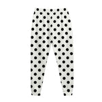 White And Black Polka Dot Pattern Print Jogger Pants