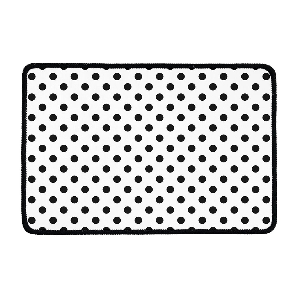 White And Black Polka Dot Pattern Print Kitchen Mat