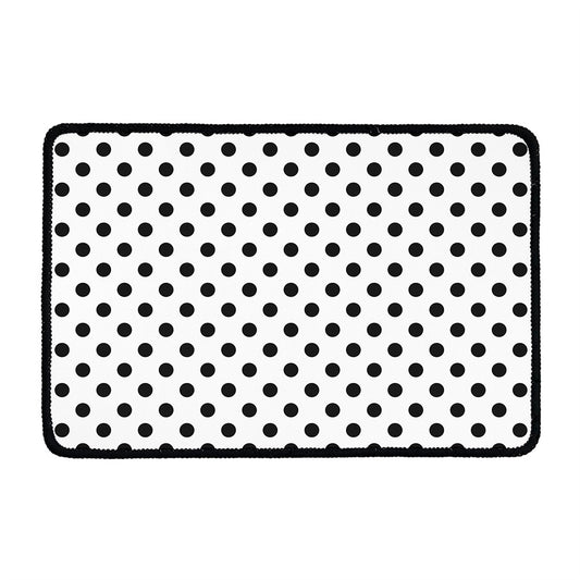 White And Black Polka Dot Pattern Print Kitchen Mat