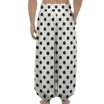 White And Black Polka Dot Pattern Print Lantern Pants