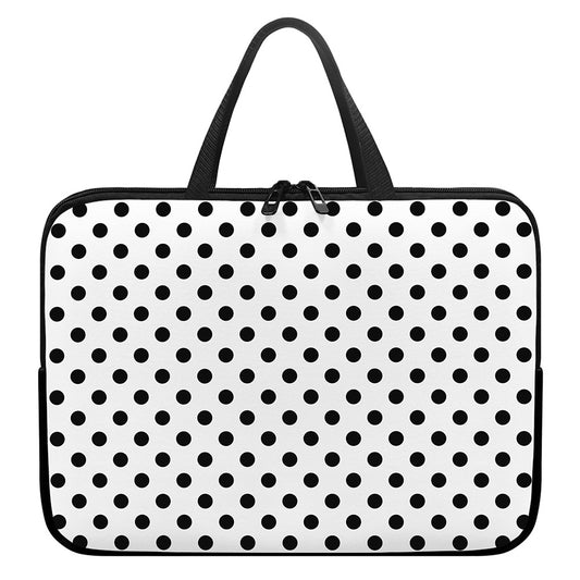 White And Black Polka Dot Pattern Print Laptop Sleeve With Handle