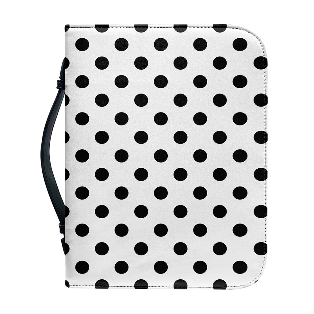 White And Black Polka Dot Pattern Print Leather Bible Cover