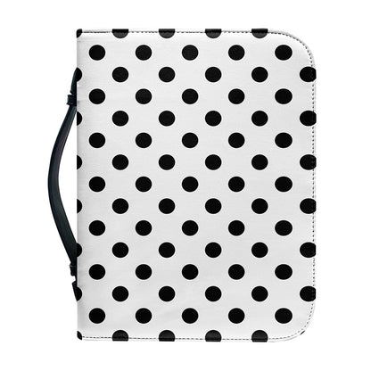 White And Black Polka Dot Pattern Print Leather Bible Cover