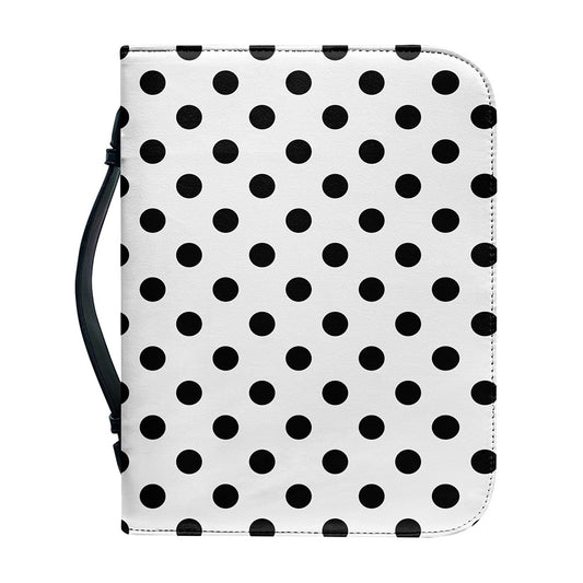 White And Black Polka Dot Pattern Print Leather Bible Cover