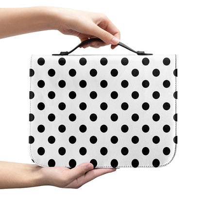 White And Black Polka Dot Pattern Print Leather Bible Cover
