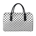 White And Black Polka Dot Pattern Print Leather Duffel Bag
