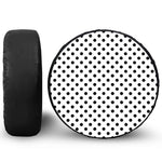 White And Black Polka Dot Pattern Print Leather Spare Tire Cover