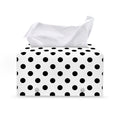 White And Black Polka Dot Pattern Print Leather Tissue Box Cover