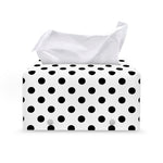 White And Black Polka Dot Pattern Print Leather Tissue Box Cover