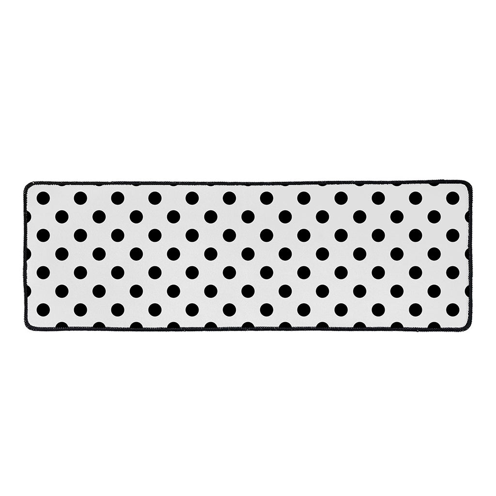 White And Black Polka Dot Pattern Print Long Kitchen Mat
