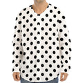 White And Black Polka Dot Pattern Print Long Sleeve Baseball Jersey