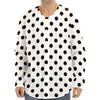 White And Black Polka Dot Pattern Print Long Sleeve Baseball Jersey