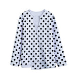 White And Black Polka Dot Pattern Print Long Sleeve Short Coat