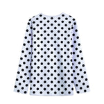 White And Black Polka Dot Pattern Print Long Sleeve Short Coat