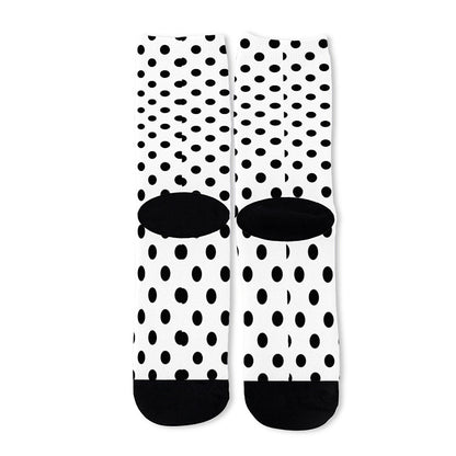 White And Black Polka Dot Pattern Print Long Socks