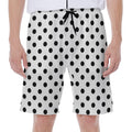 White And Black Polka Dot Pattern Print Men's Beach Shorts