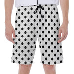 White And Black Polka Dot Pattern Print Men's Beach Shorts